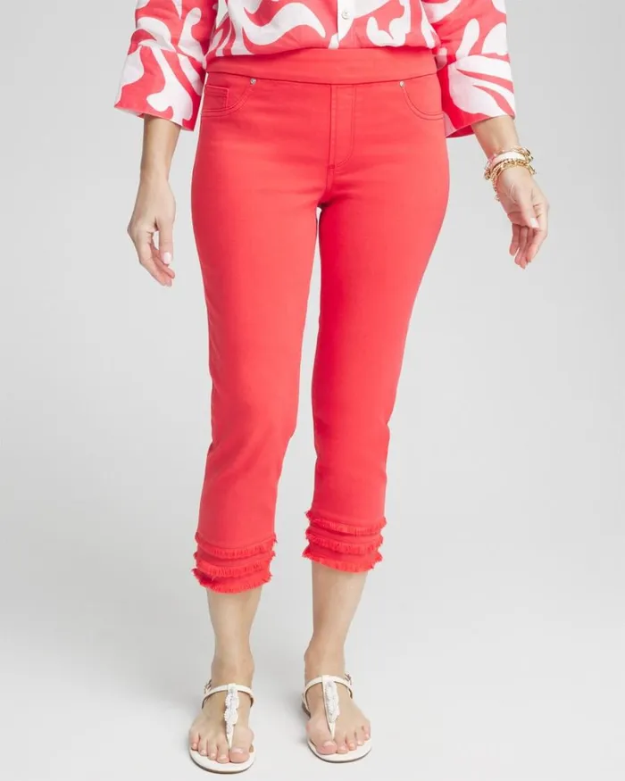 Chico039s Jeans and Denim Fray Hem PullOn Crops Watermelon Punch 8211 Clothing Chico039s Jeans and Denim Fray Hem PullOn Crops Watermelon Punch 8211 Clothing