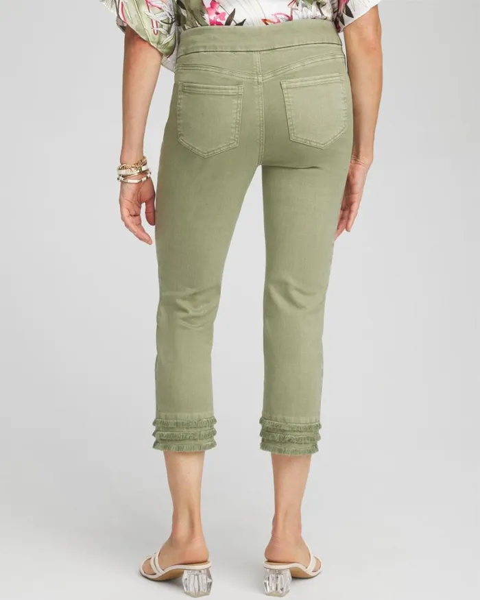 Chico039s Jeans and Denim Fray Hem PullOn Crops Watermelon Punch 8211 Clothing
