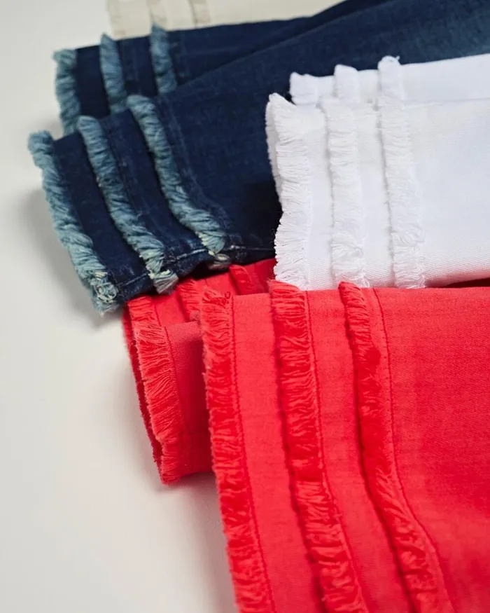 Chico039s Jeans and Denim Fray Hem PullOn Crops Watermelon Punch 8211 Clothing