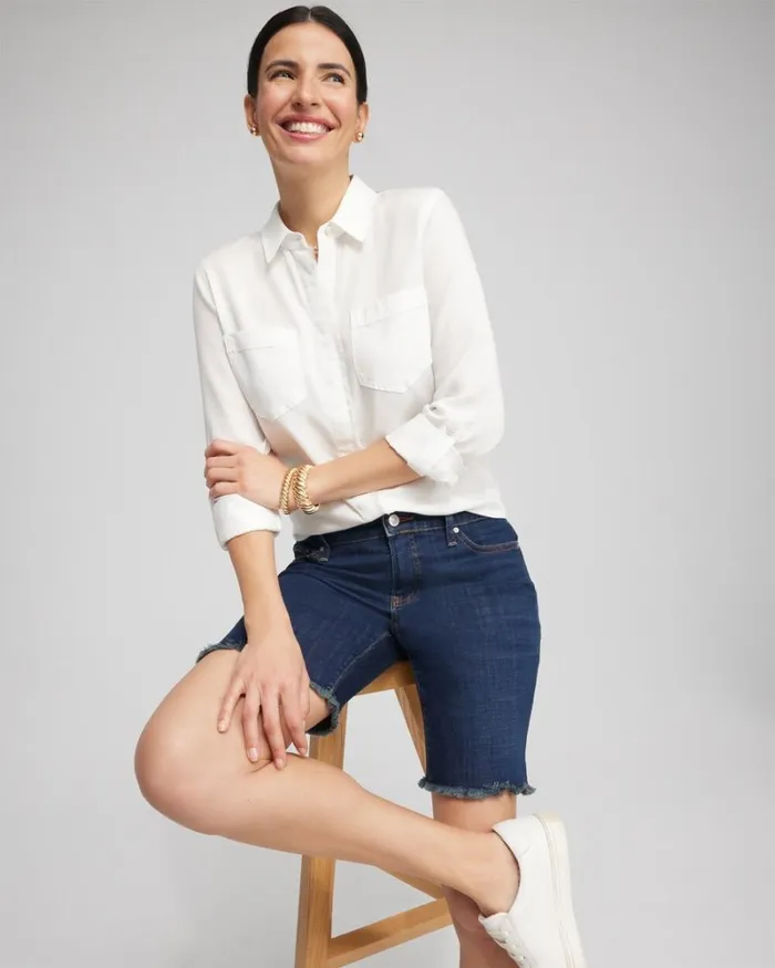 Chico039s Jeans and Denim Girlfriend 7034 Fray Hem Shorts Rainier Indigo 8211 Clothing Chico039s Jeans and Denim Girlfriend 7034 Fray Hem Shorts Rainier Indigo 8211 Clothing