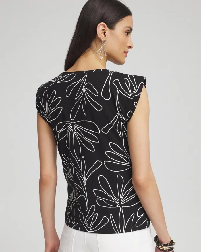 Chico039s Matching Sets Palms Tuck Sleeve Tee Black 8211 Clothing