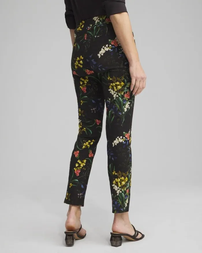 Chico039s Pants Brigitte Floral Ankle Pants Black And Green 8211 Clothing
