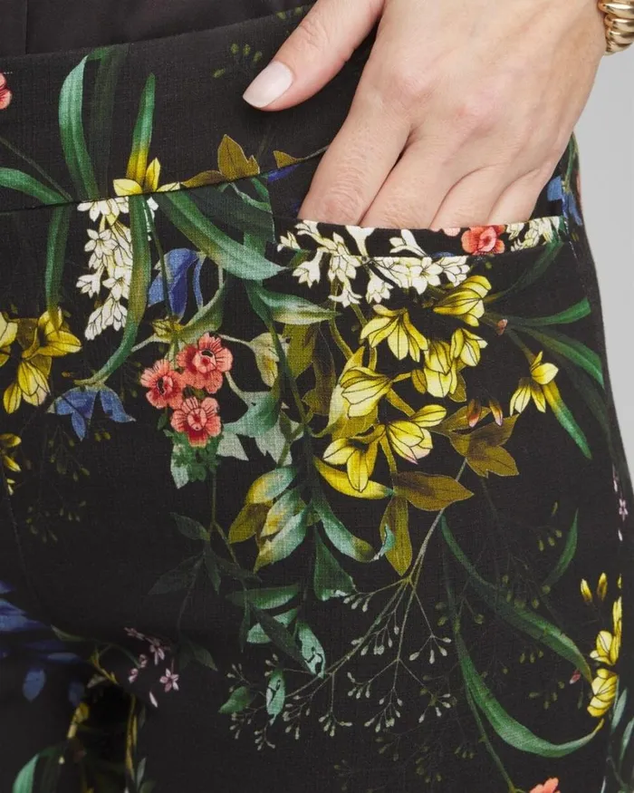 Chico039s Pants Brigitte Floral Ankle Pants Black And Green 8211 Clothing