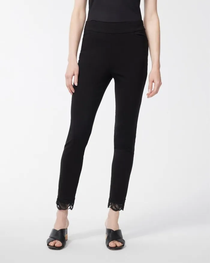 Chico039s Pants Brigitte Lace Trim Ankle Pants Black 8211 Clothing