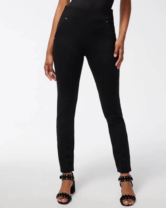 Chico039s Pants Juliet Ponte Trim Detail Ankle Pants Black 8211 Clothing