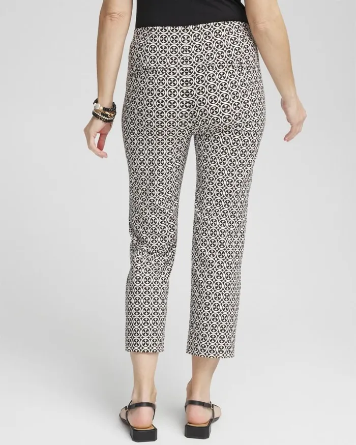 Chico039s Pants Juliet Tile Print Straight Cropped Pants Blackalabaster 8211 Clothing