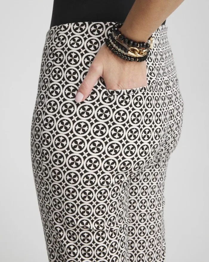 Chico039s Pants Juliet Tile Print Straight Cropped Pants Blackalabaster 8211 Clothing