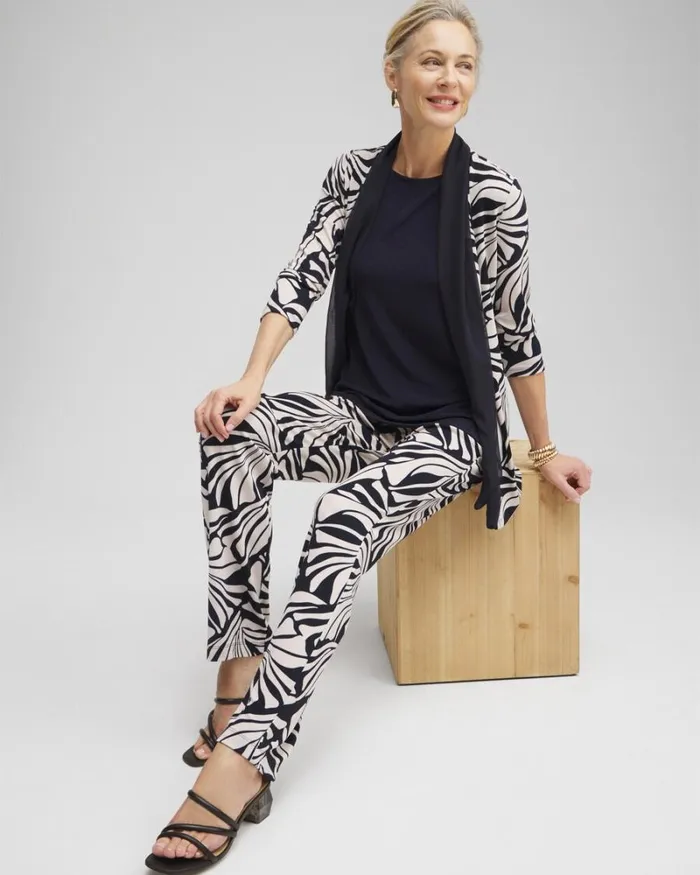 Chico039s Pants Travelers Floral No Tummy Pants Smokey Taupe 8211 Clothing
