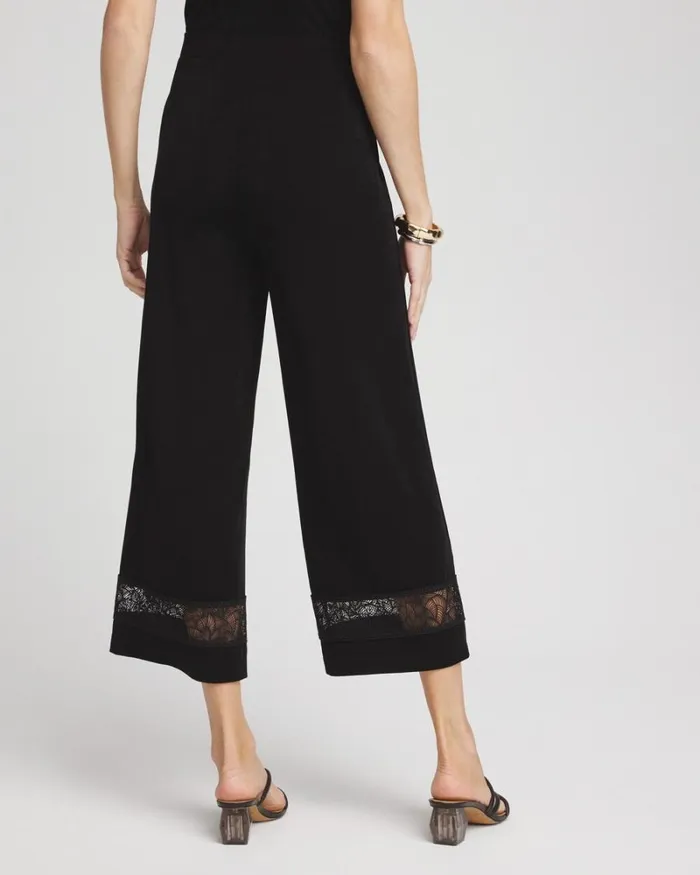 Chico039s Pants Travelers Macrame Trim Crop Travelers Black 8211 Clothing