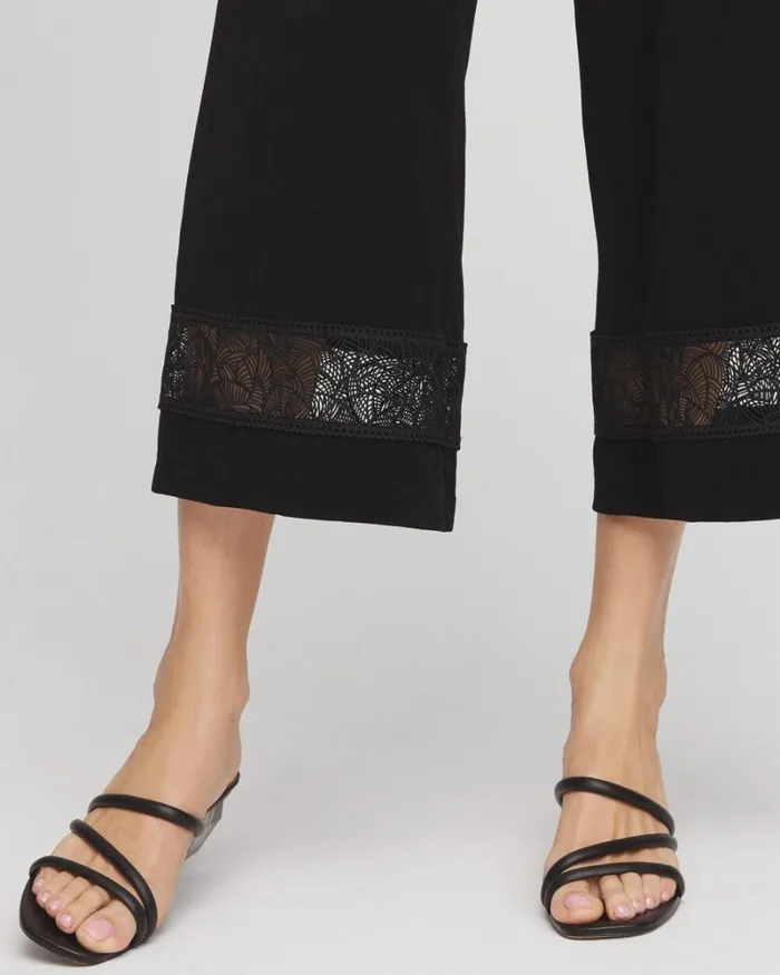 Chico039s Pants Travelers Macrame Trim Crop Travelers Black 8211 Clothing