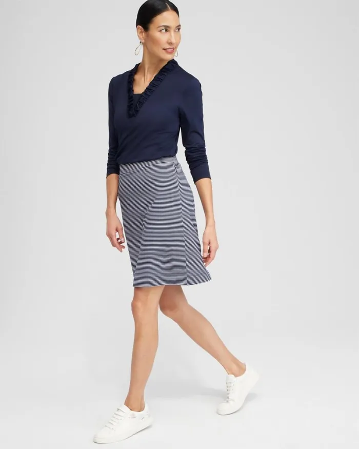 Chico039s Pants Zenergy UPF Stripe Skort Classic Navy 8211 Clothing
