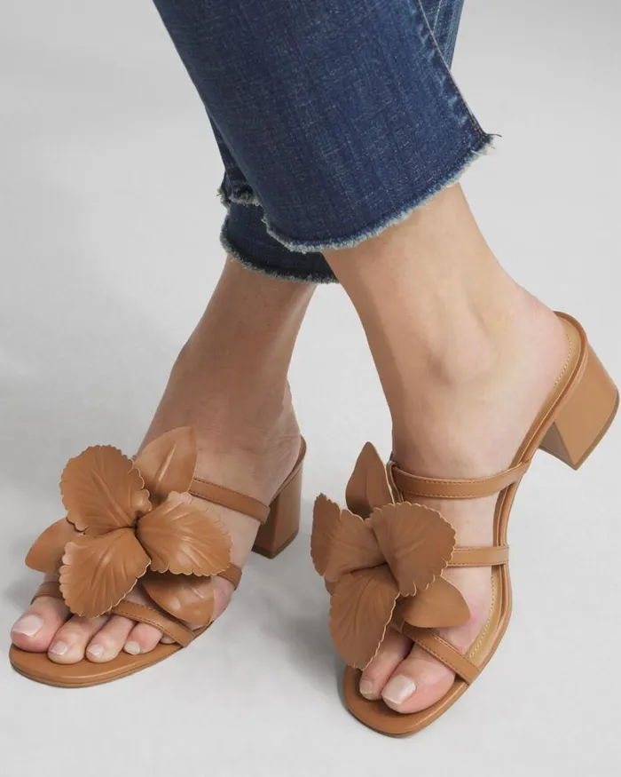 Chico039s Shoes Floral Heels Tan 8211 Shoes and Accessories