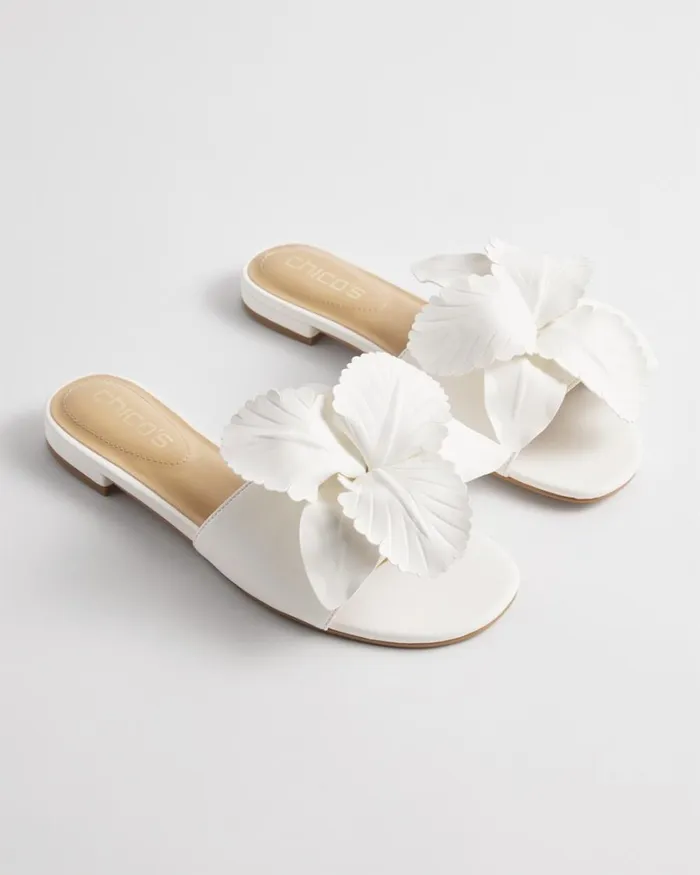Chico039s Shoes Floral Slides White 8211 Shoes and Accessories