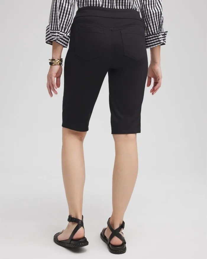 Chico039s Shorts 11034 Pullon Denim Shorts Black 8211 Clothing