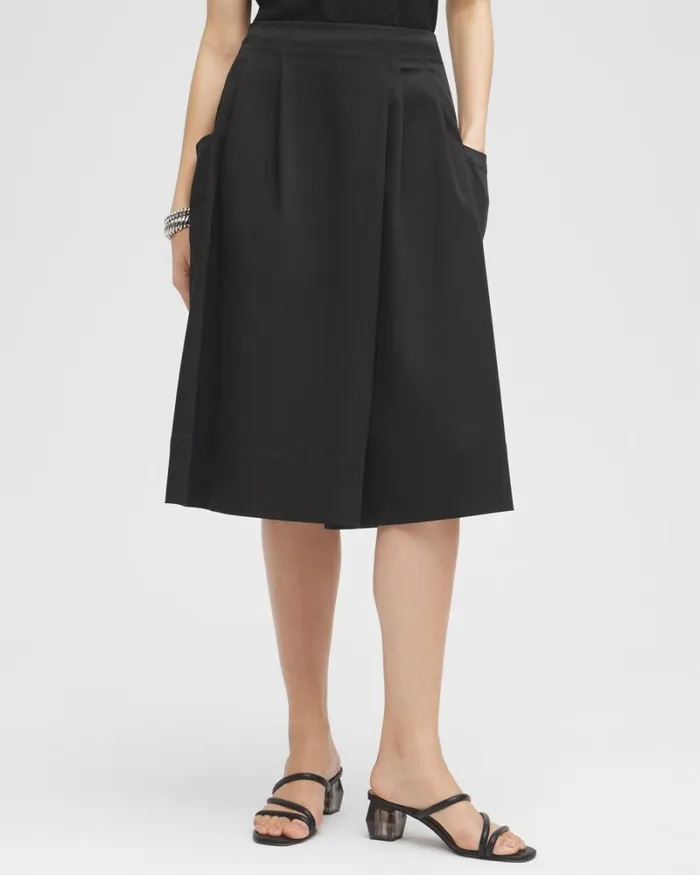 Chico039s Skirts Black Label Pleated Culotte Skort Black 8211 Clothing