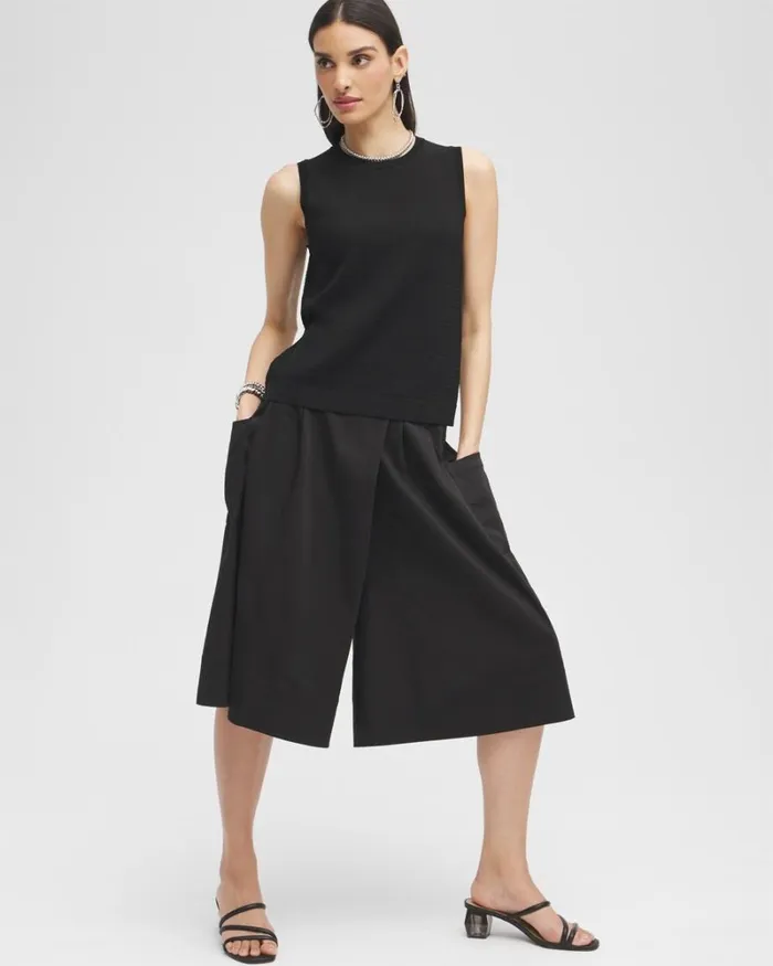 Chico039s Skirts Black Label Pleated Culotte Skort Black 8211 Clothing
