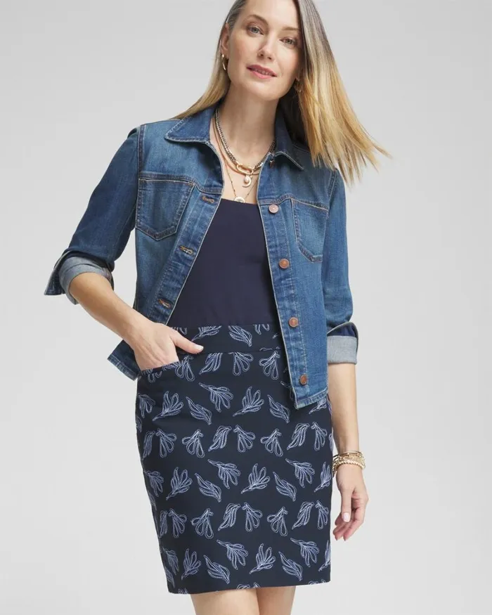 Chico039s Skirts Brigitte PullOn Embroidered Leaves Skort Navy 8211 Clothing Chico039s Skirts Brigitte PullOn Embroidered Leaves Skort Navy 8211 Clothing