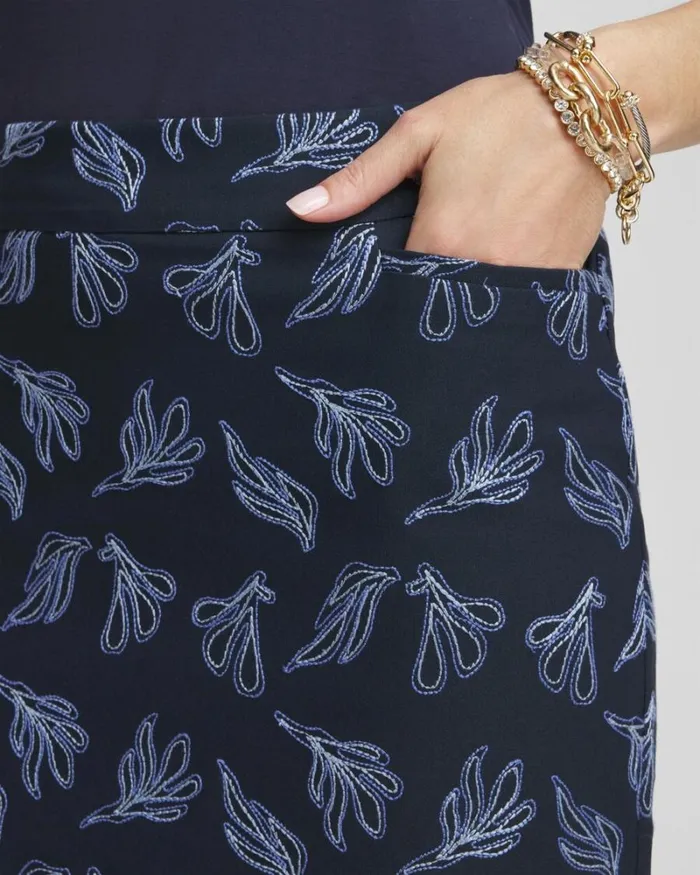 Chico039s Skirts Brigitte PullOn Embroidered Leaves Skort Navy 8211 Clothing Chico039s Skirts Brigitte PullOn Embroidered Leaves Skort Navy 8211 Clothing