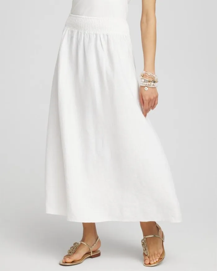 Chico039s Skirts Linen Aline Midi Skirt Alabaster 8211 Clothing