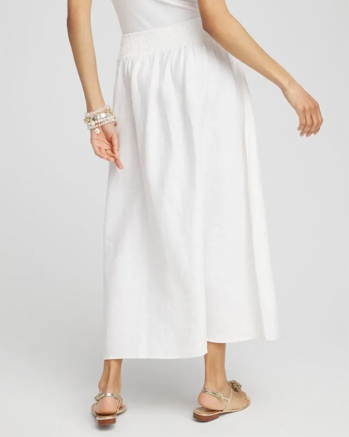 Chico039s Skirts Linen Aline Midi Skirt Alabaster 8211 Clothing