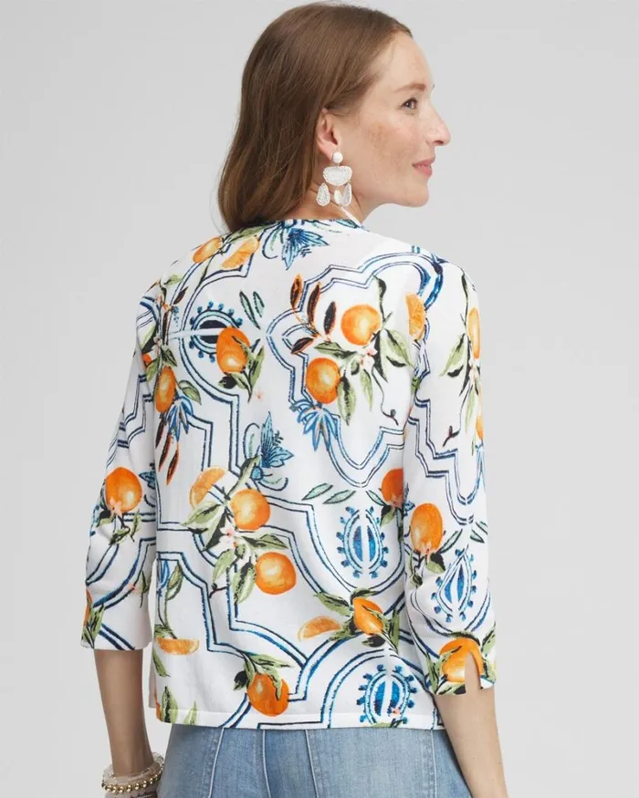 Chico039s Skirts Romance Tropical Short Cardigan Alabaster 8211 Clothing