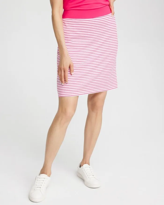 Chico039s Skirts Zenergy UPF Knit Stripe Skort Pink Bromeliad 8211 Clothing