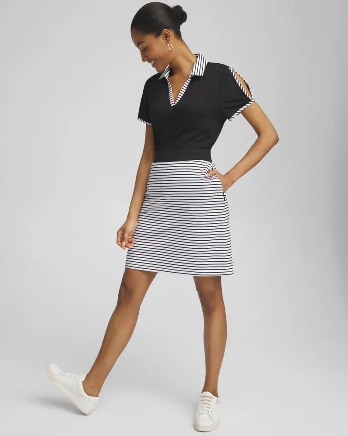 Chico039s Skirts Zenergy UPF Knit Stripe Skort Pink Bromeliad 8211 Clothing