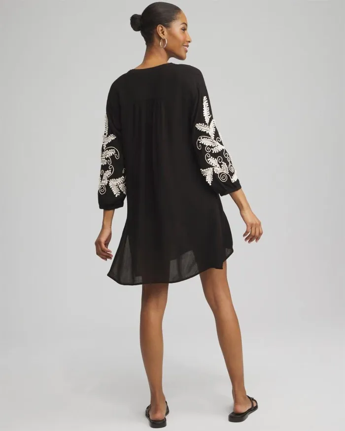 Chico039s Swim Embroidered Coverup Dress Black 8211 Clothing