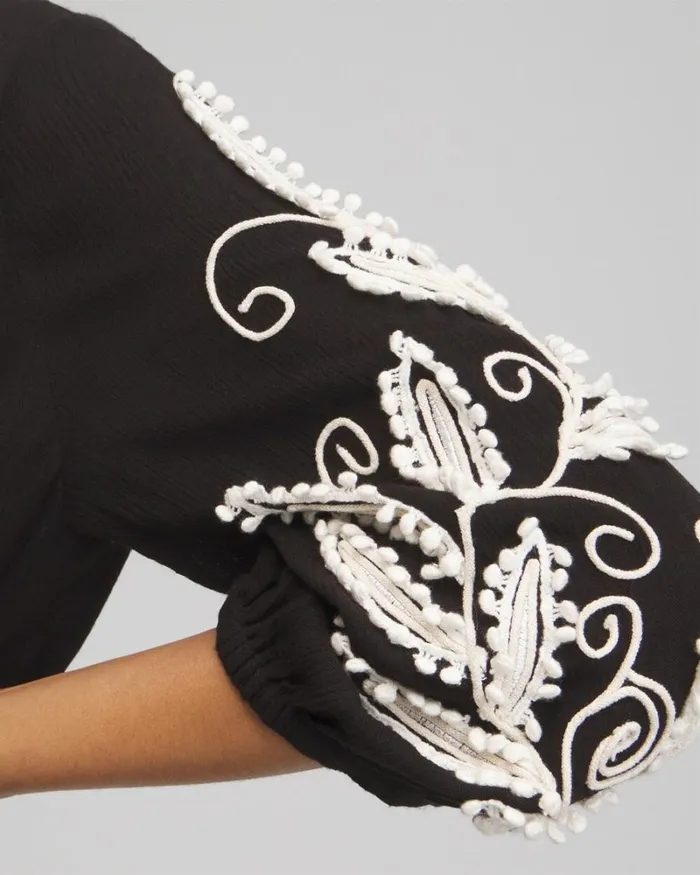 Chico039s Swim Embroidered Coverup Dress Black 8211 Clothing