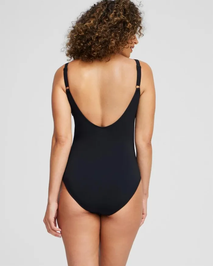 Chico039s Swim Gottex Ruffle Square Neck One Piece Black 8211 Clothing