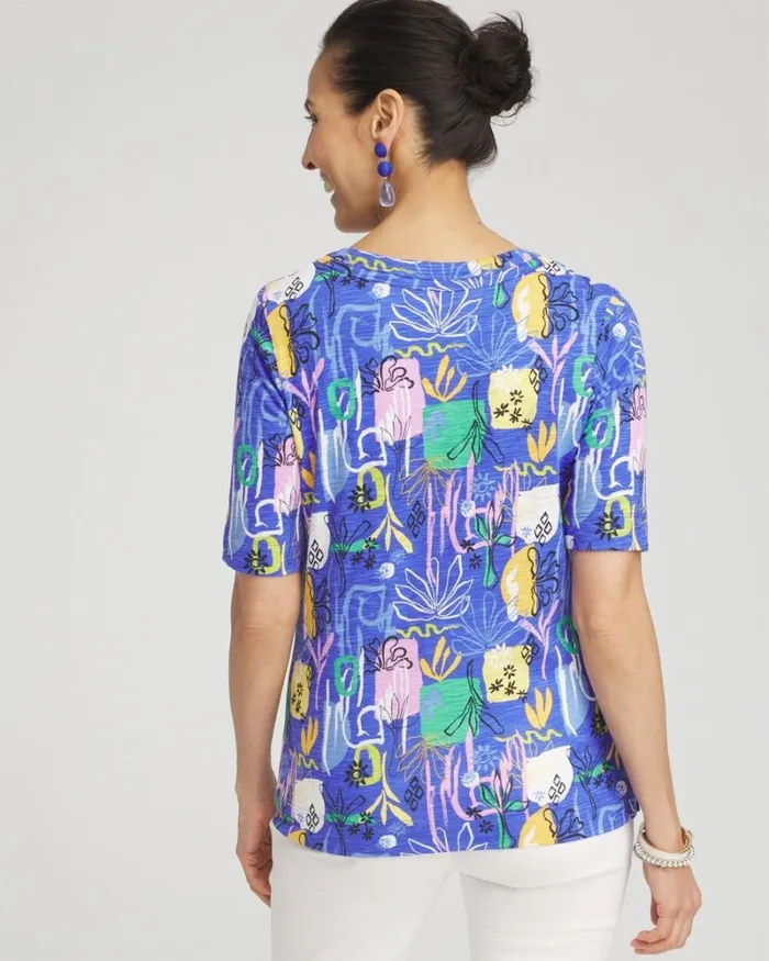 Chico039s Tees Abstract Scoop Neck Tee Purple Nightshade 8211 Clothing