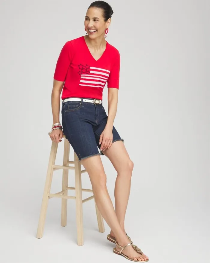 Chico039s Tees Embellished Flag Tee Madeira Red 8211 Clothing