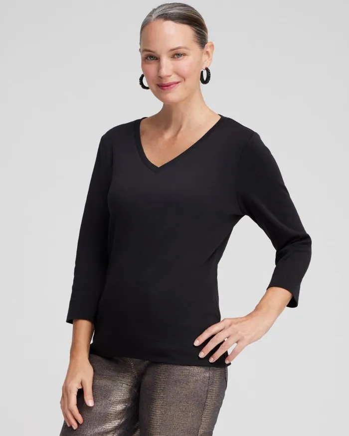 Chico039s Tops 34 Sleeve Tee Black 8211 Clothing