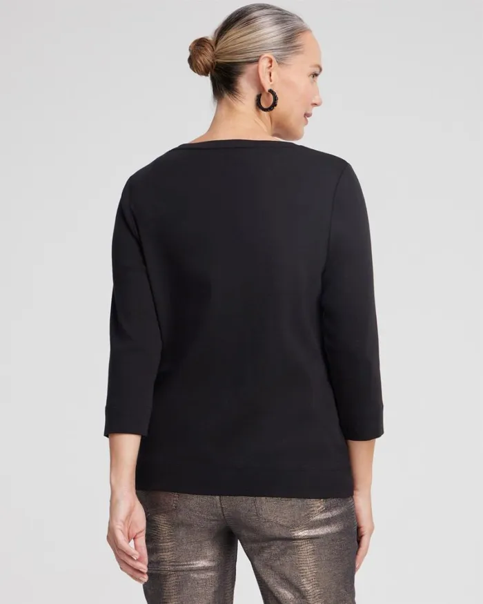 Chico039s Tops 34 Sleeve Tee Black 8211 Clothing