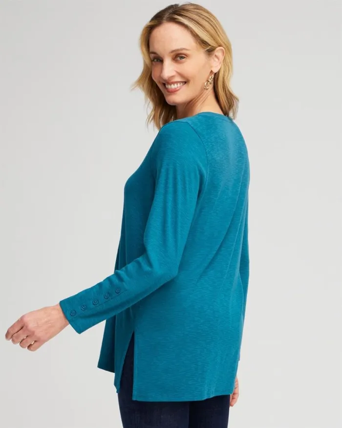 Chico039s Tops Button Detail Vneck Tunic Black 8211 Clothing