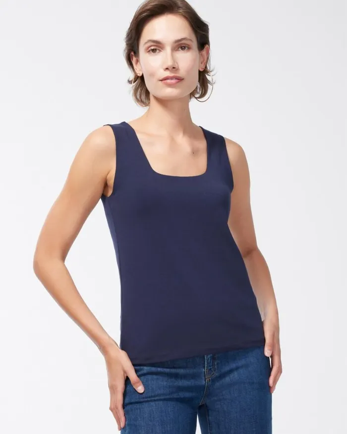 Chico039s Tops Contour Cotton Navy Square Neck Tank Classic Navy 8211 Clothing Chico039s Tops Contour Cotton Navy Square Neck Tank Classic Navy 8211 Clothing