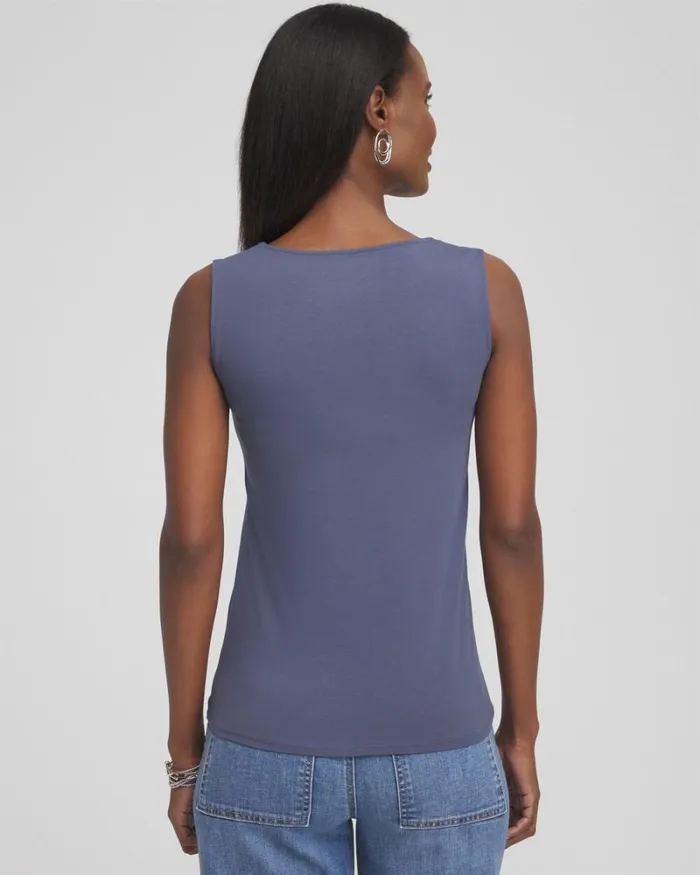 Chico039s Tops Contour Cotton Square Neck Tank Soft Slate 8211 Clothing