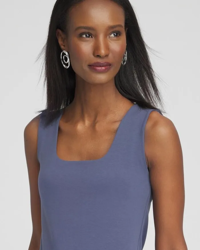 Chico039s Tops Contour Cotton Square Neck Tank Soft Slate 8211 Clothing