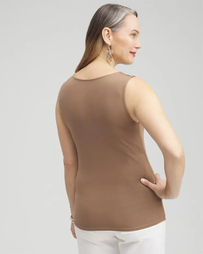 Chico039s Tops Contour Cotton Square Neck Tank Teakwood 8211 Clothing