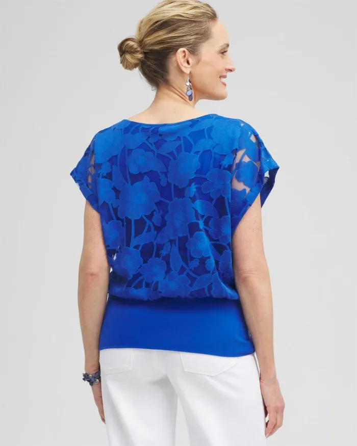 Chico039s Tops Cool Banded Hem Top Intense Azure 8211 Clothing