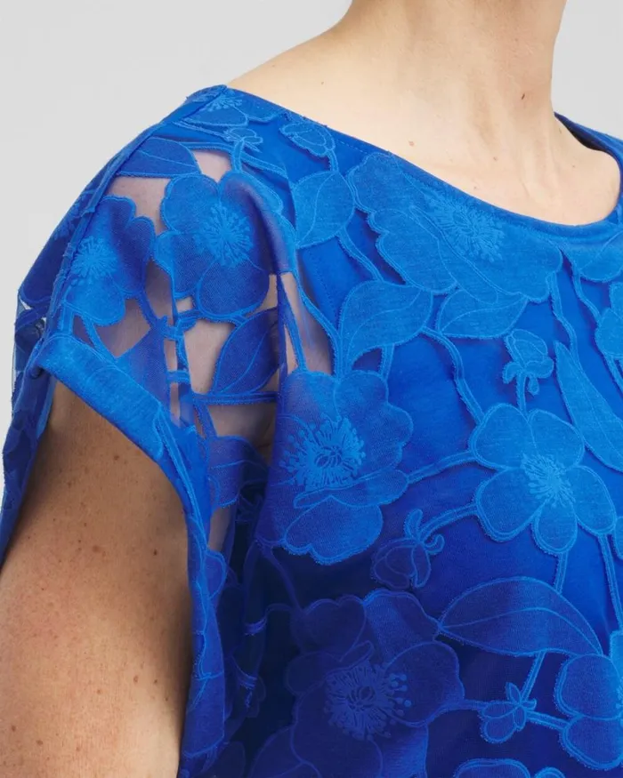 Chico039s Tops Cool Banded Hem Top Intense Azure 8211 Clothing
