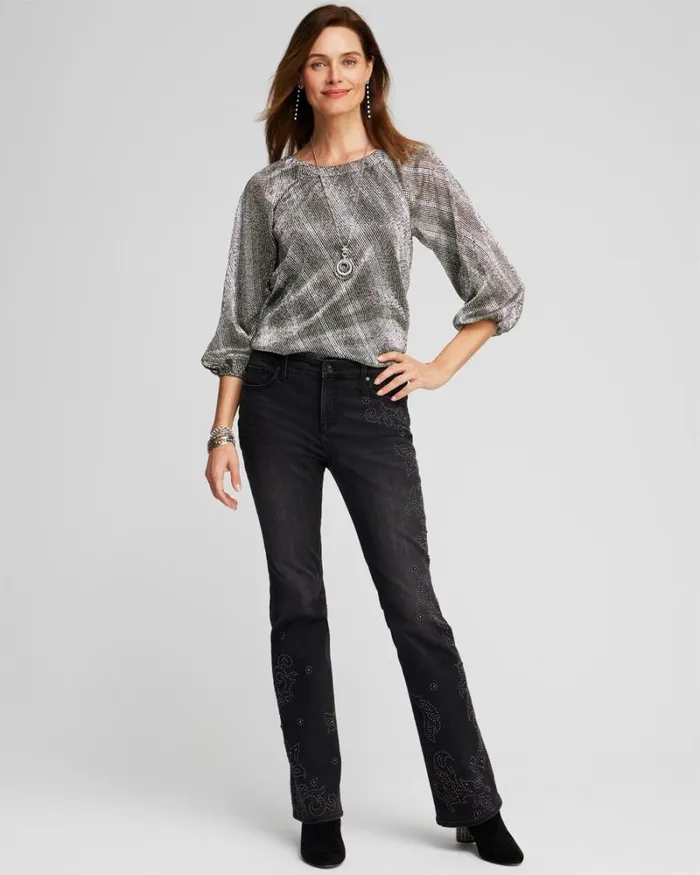 Chico039s Tops Dot Print Foil Crinkle Tee Gold 8211 Clothing
