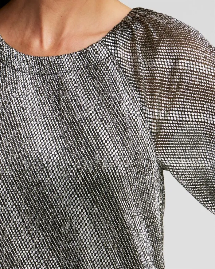 Chico039s Tops Dot Print Foil Crinkle Tee Gold 8211 Clothing