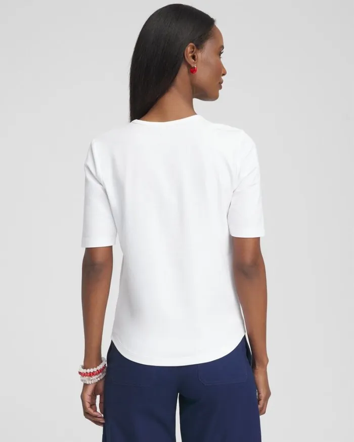 Chico039s Tops Embellished Flag Tee Alabaster 8211 Clothing