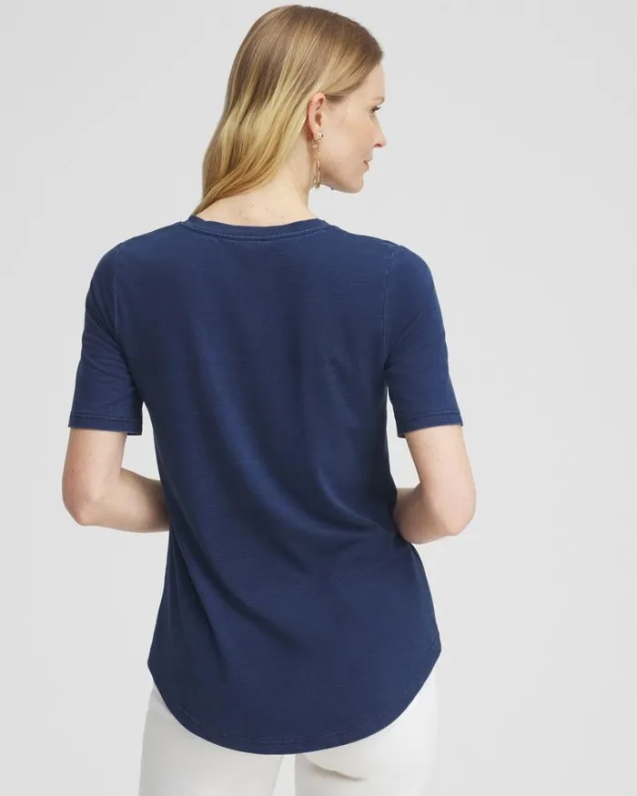 Chico039s Tops Faux Denim Notch Neck Tee Riviera Authentic 8211 Clothing