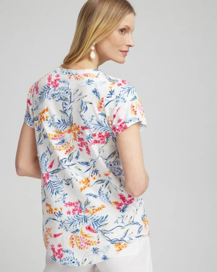 Chico039s Tops Floral Cap Sleeve Tee Summer Crush 8211 Clothing