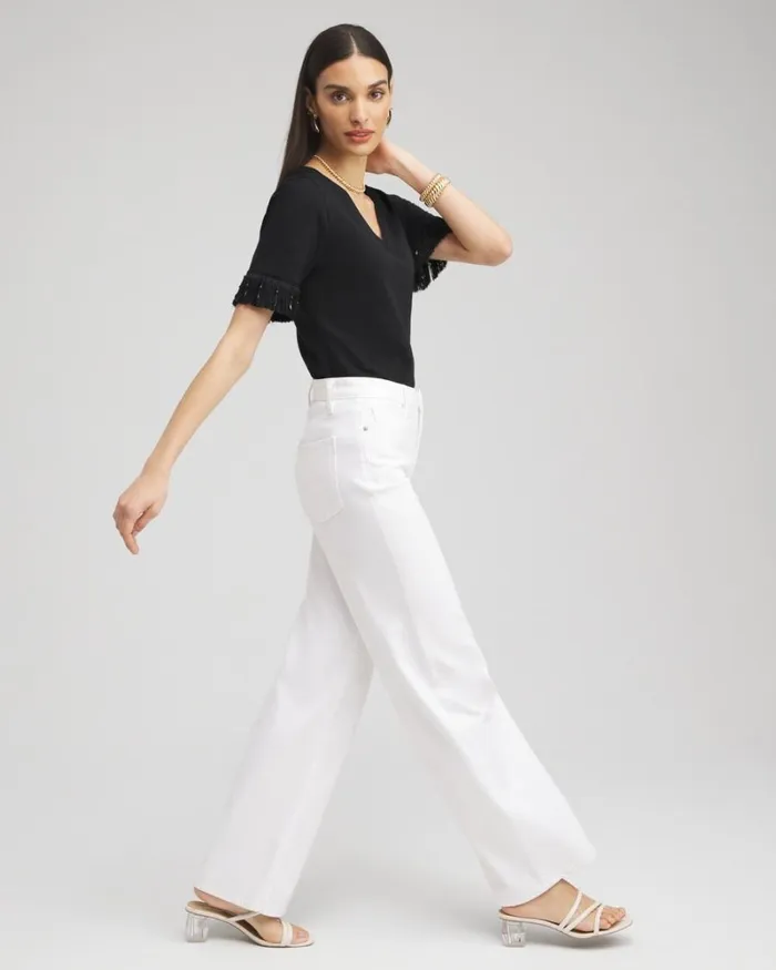 Chico039s Tops Fringe Trim Top Black 8211 Clothing