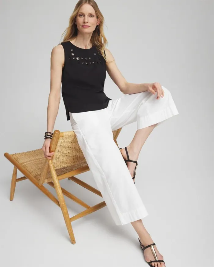 Chico039s Tops Grommet Neck Detail Tank Black 8211 Clothing