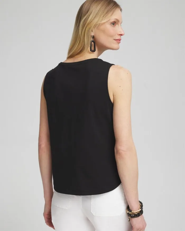 Chico039s Tops Grommet Neck Detail Tank Black 8211 Clothing