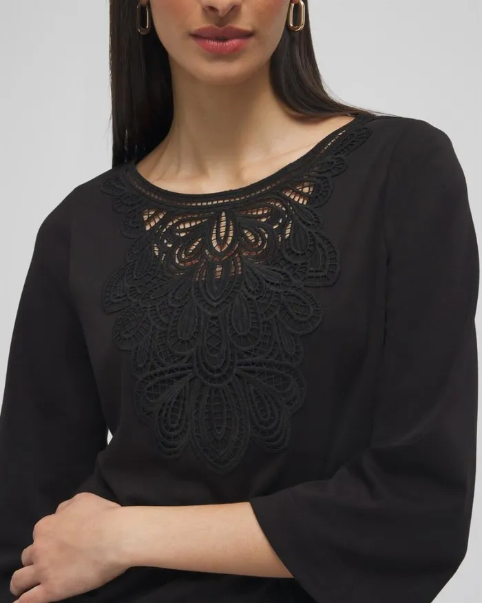 Chico039s Tops Lace Inset Top Olive 8211 Clothing